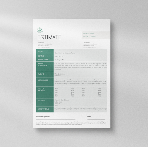 Job Estimate Editable Template | MS Word Template | Indesign Template | Editable Job Estimate Form | Work Estimate Template | Custom Project Estimate