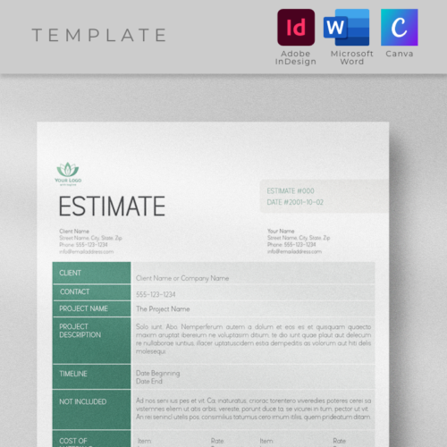 Job Estimate Editable Template